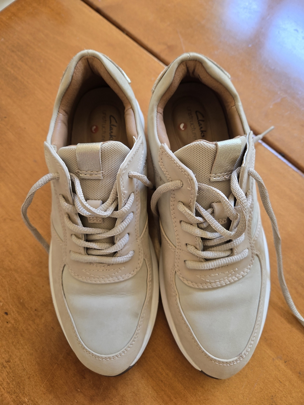 Clarks Women's Beige Lace-Up Sneakers